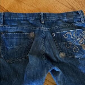 Goldsign Blue Embroidered Boot Cut Jeans